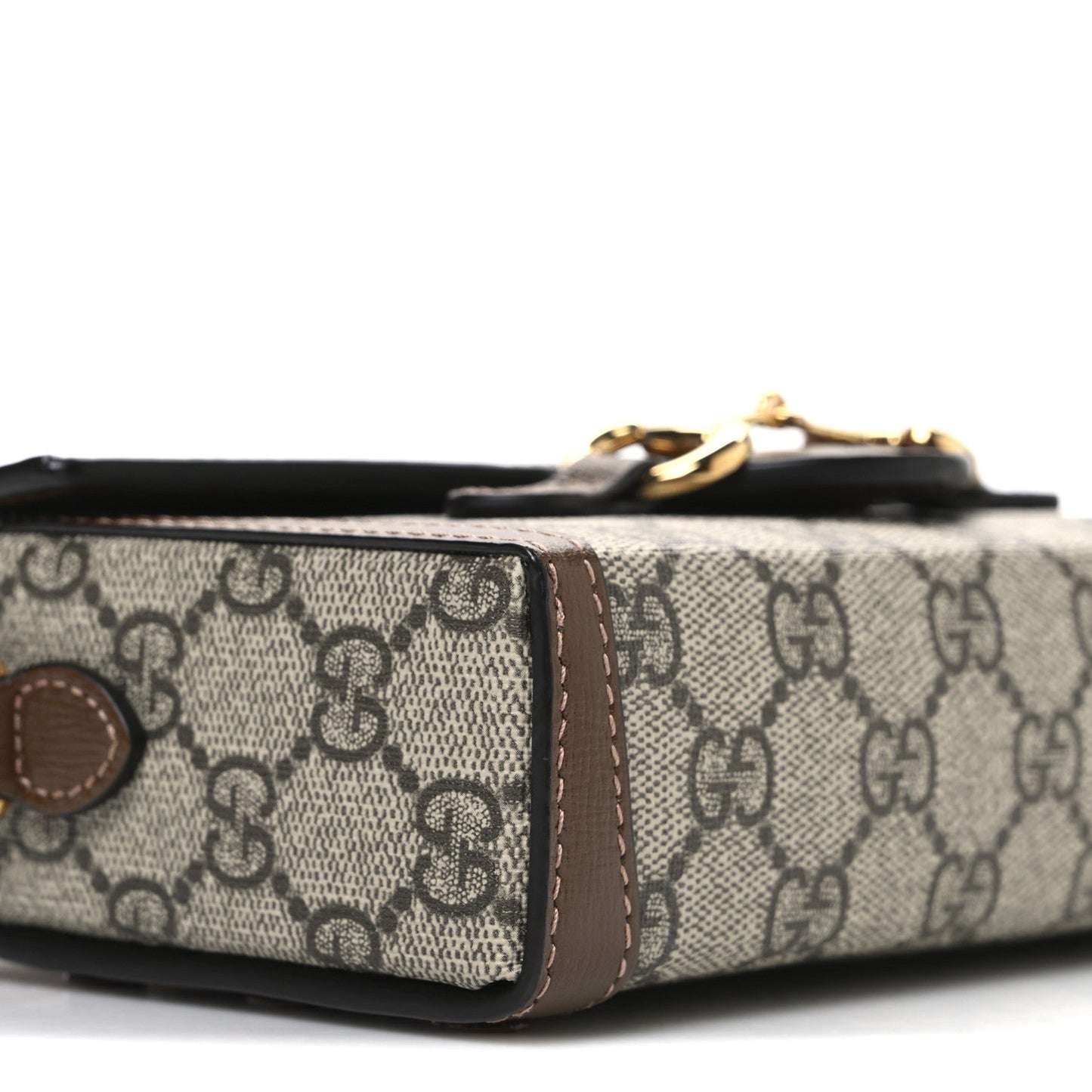 GG Supreme Monogram Mini Horsebit 1955 Shoulder Bag Beige Brown Sugar