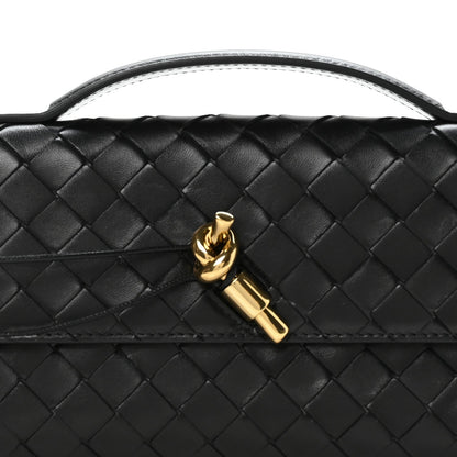 Nappa Intrecciato Long Andiamo Top Handle Clutch Black