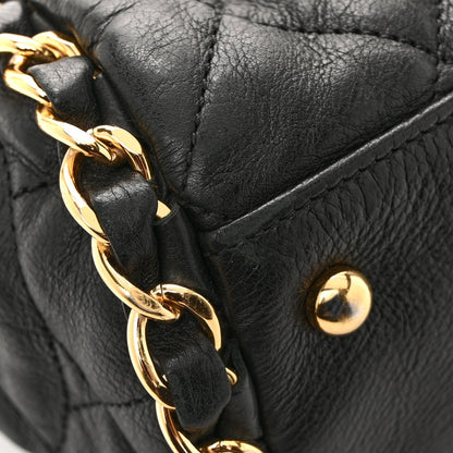 Calfskin Quilted Large Chain Me Hobo Black