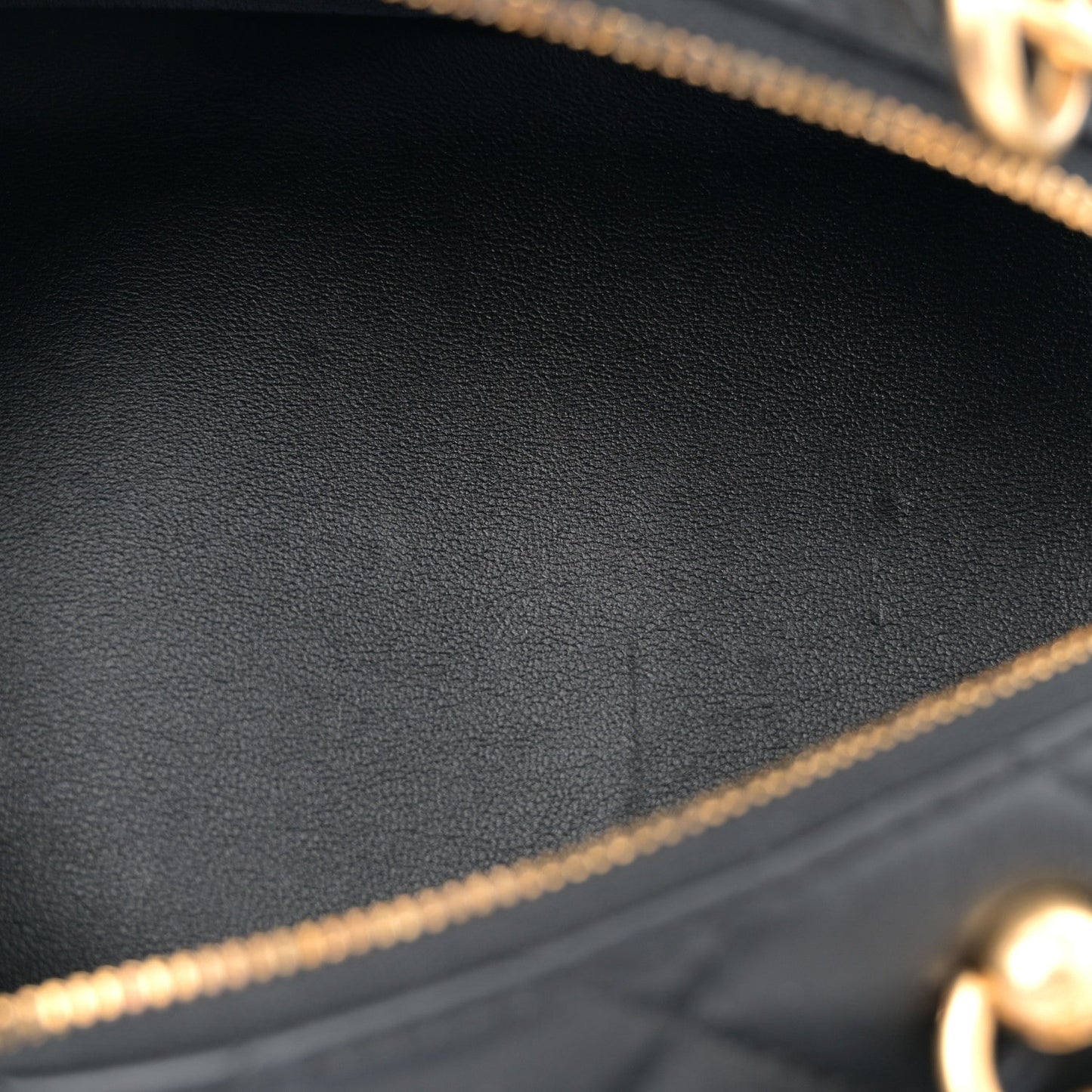 Calfskin Quilted Square Top Handle Vanity Case Black