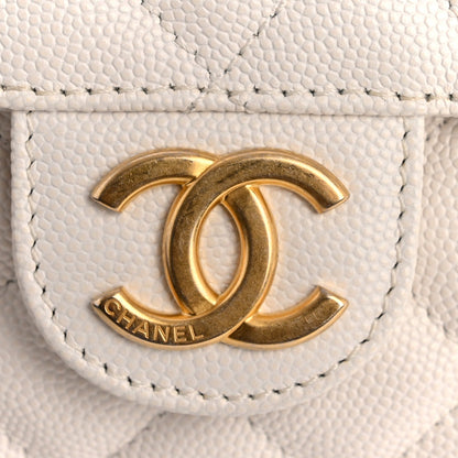 Caviar Quilted Small Wavy CC Hobo White