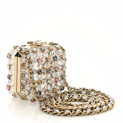 Metal Bead Crystal Minaudiere CC Mini Evening Bag Gold Multicolor