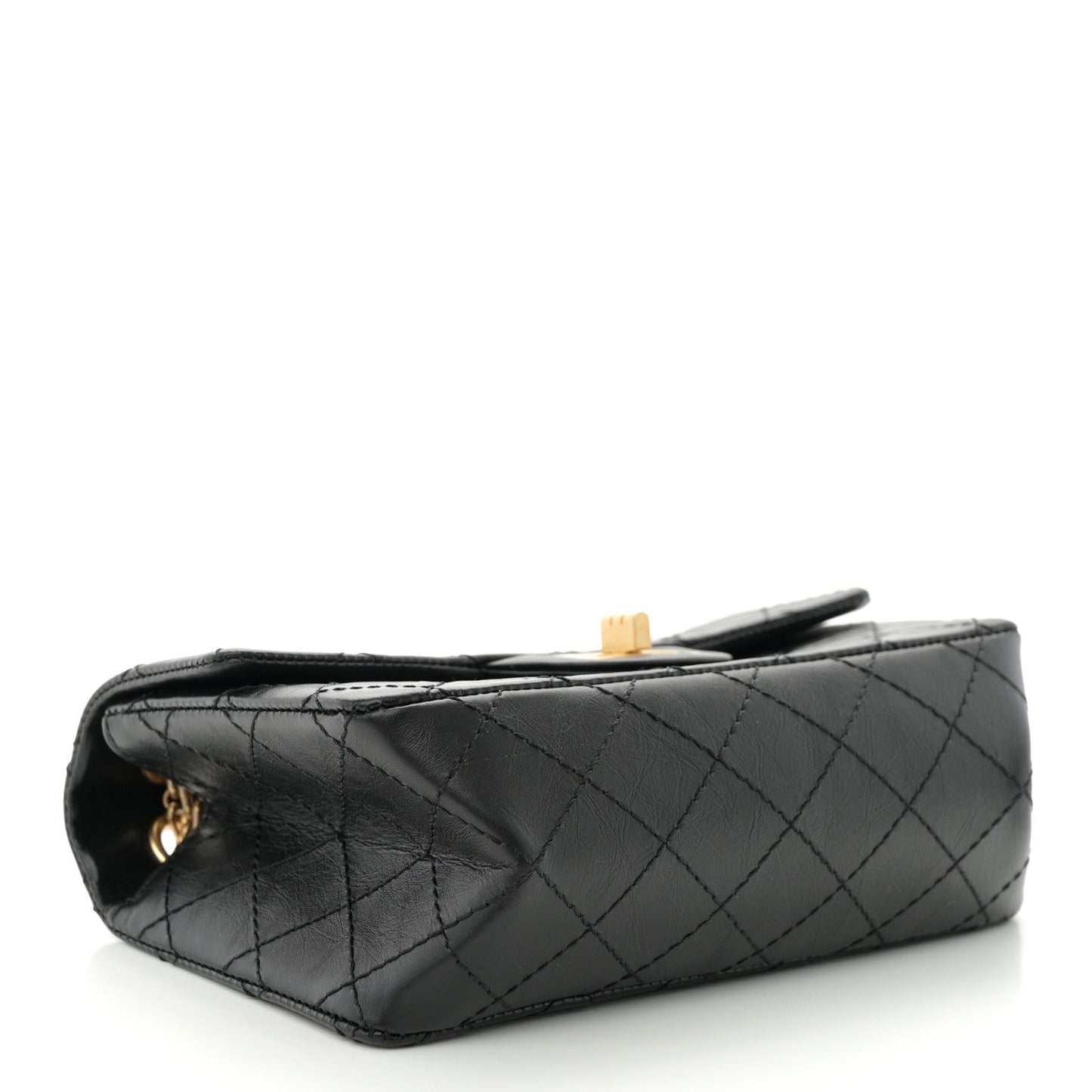 Aged Calfskin Quilted 2.55 Reissue Mini Flap Black