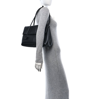 Calfskin Medium Falcon Shoulder Bag Black