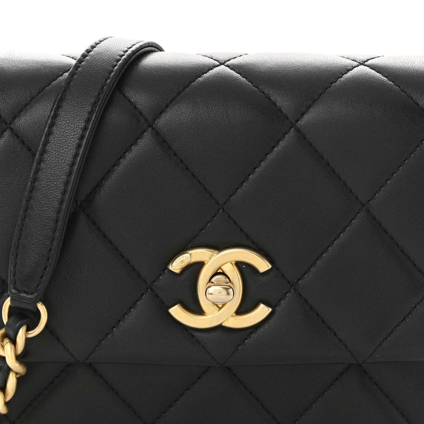 Lambskin Quilted Mini Side Note Flap Black