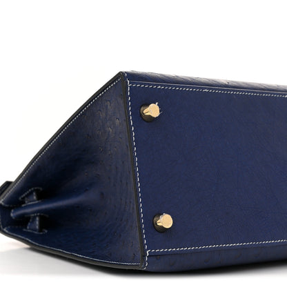 Ostrich Horseshoe Kelly Sellier 28 Bleu Iris