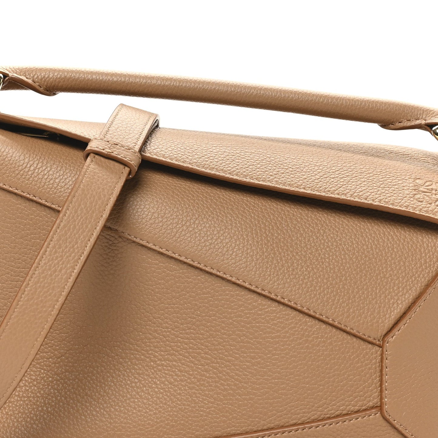 Grained Calfskin Small Puzzle Edge Bag Toffee