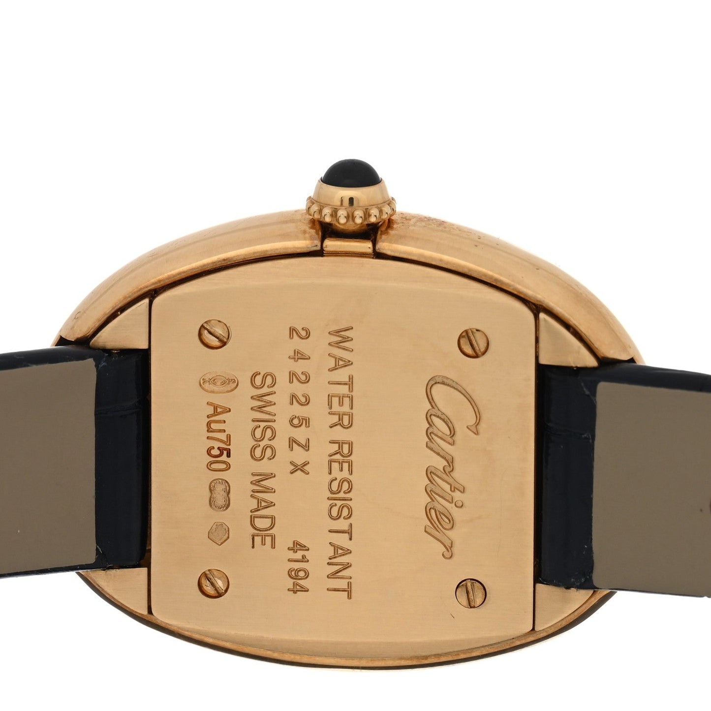 18K Yellow Gold Alligator 23mm Baignoire Quartz Watch