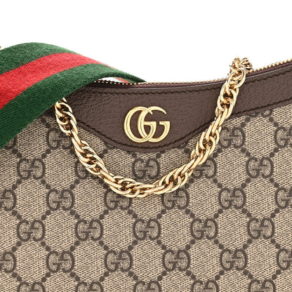 GG Supreme Monogram Textured Dollar Calfskin Web Small Ophidia GG Handbag Beige Ebony New Acero