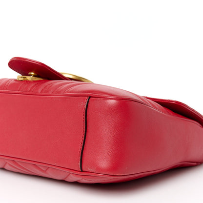 Calfskin Matelasse Medium GG Marmont Shoulder Bag Hibiscus Red
