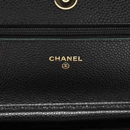 Caviar Quilted Wallet on Chain WOC Black