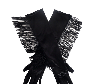 Tassel long satin gloves Latin dance performance gloves satin tassel bridal gloves     S6262
