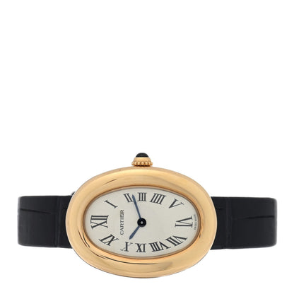 18K Yellow Gold Alligator 23mm Baignoire Quartz Watch