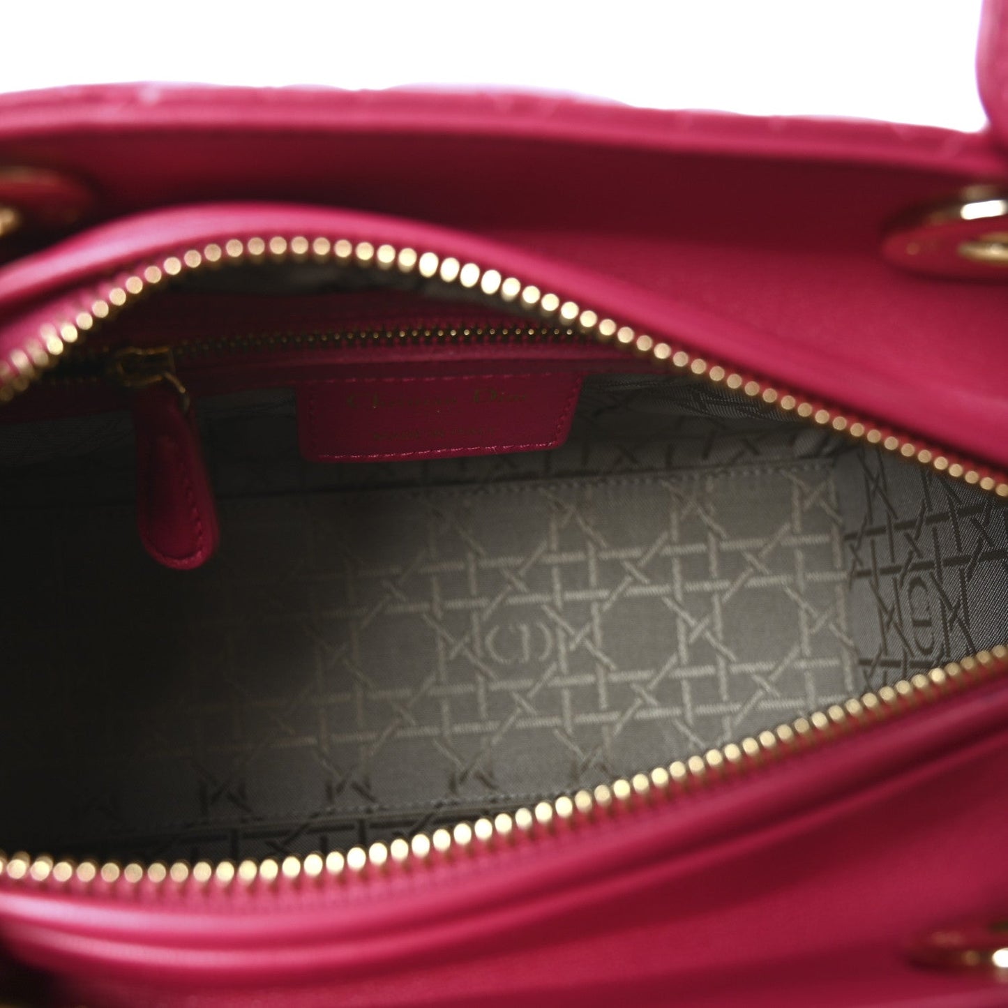 Lambskin Cannage Medium Lady Dior Fuchsia