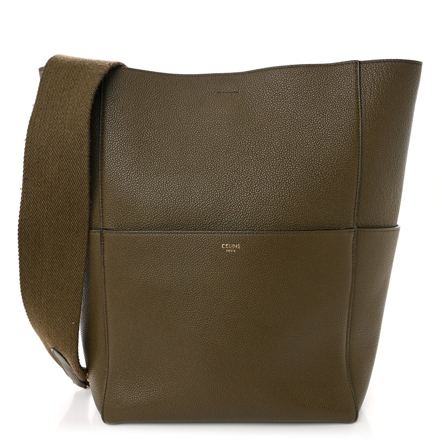 Soft Grained Calfskin Sangle Bucket Bag Light Khaki