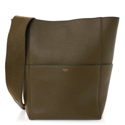 Soft Grained Calfskin Sangle Bucket Bag Light Khaki