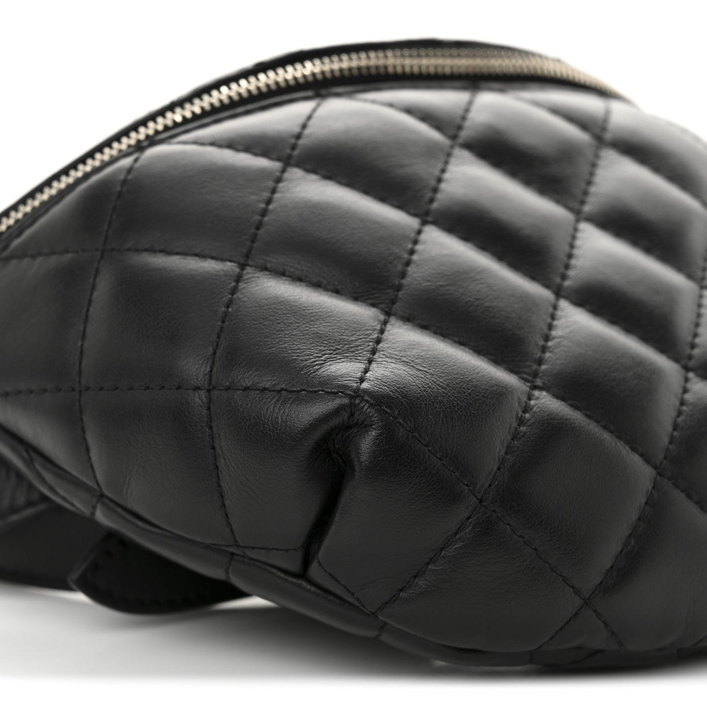 Calfskin Quilted Uniform Waist Belt Bag Black