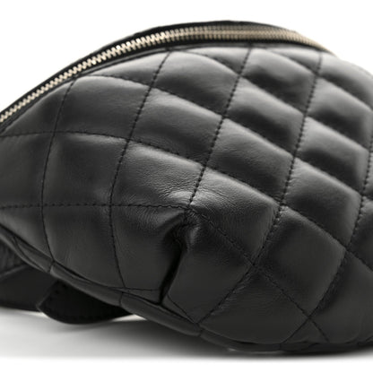 Calfskin Quilted Uniform Waist Belt Bag Black