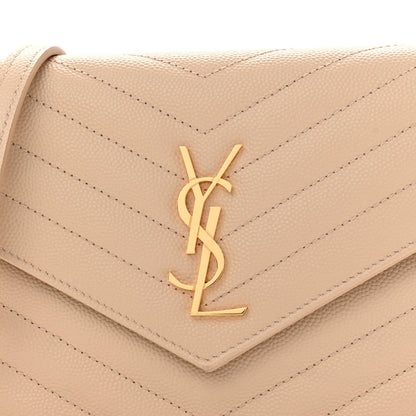Grain De Poudre Matelasse Chevron Monogram Envelope Chain Wallet Nude Powder