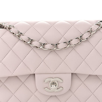 Lambskin Quilted Small Double Flap Light Purple