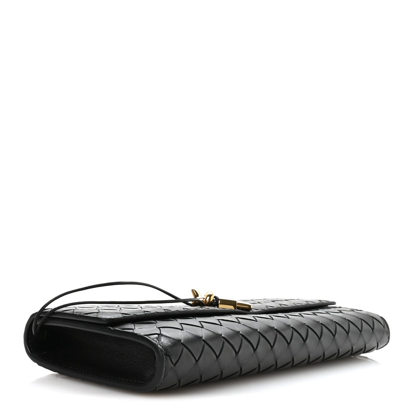 Nappa Intrecciato Long Andiamo Top Handle Clutch Black