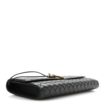 Nappa Intrecciato Long Andiamo Top Handle Clutch Black