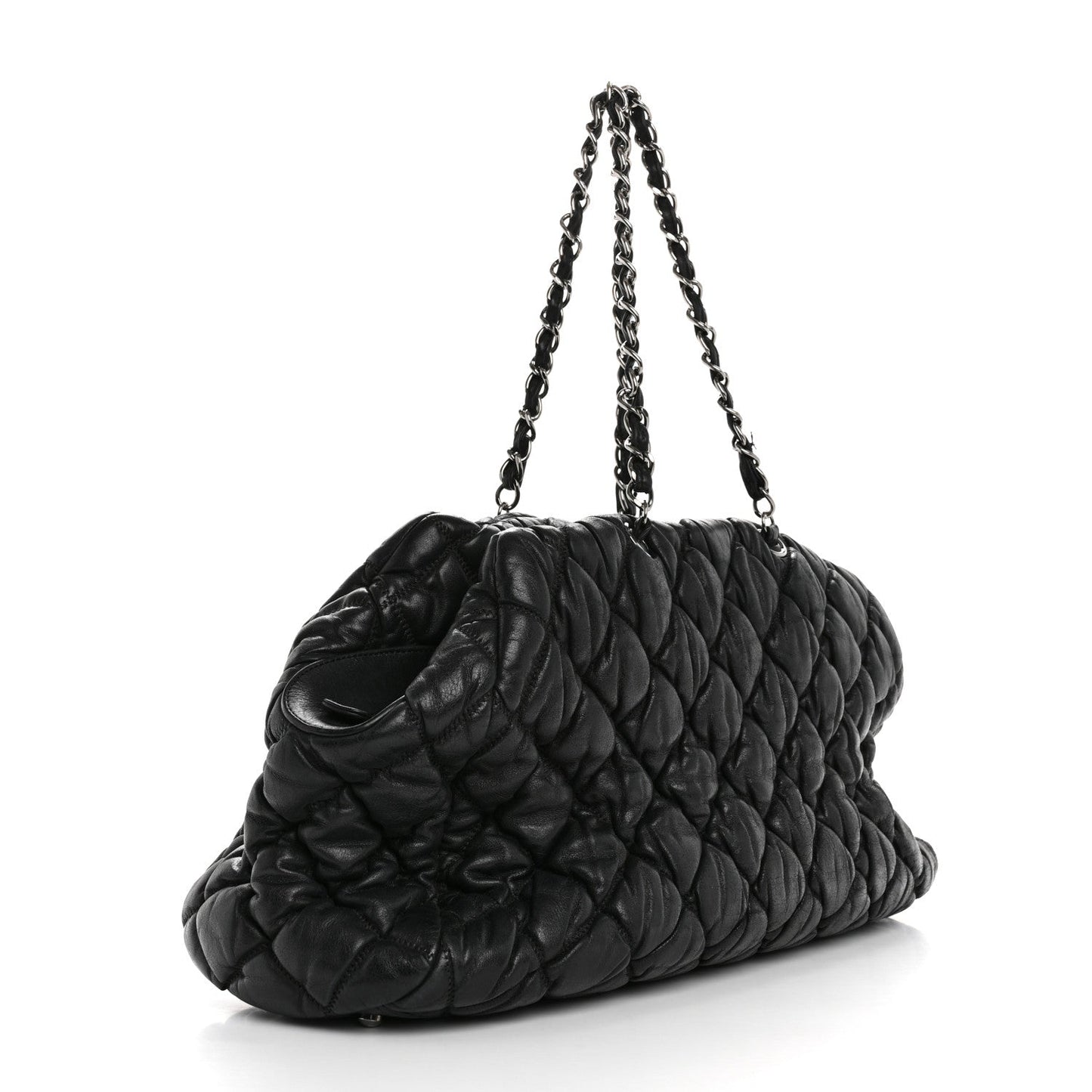 Calfskin Bubble Quilt Bowler Black