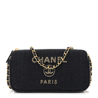 Canvas Small Deauville Clutch With Chain Black