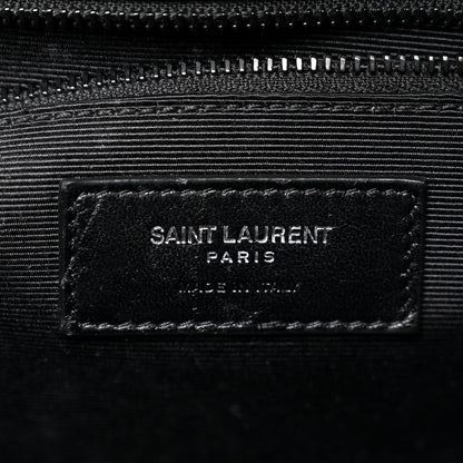 Grain De Poudre Textured Mixed Matelasse Large Triquilt Monogram Monochrome Satchel Black