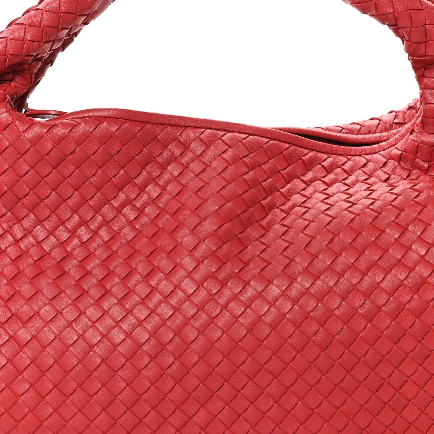 Nappa Intrecciato Large Veneta Hobo Red
