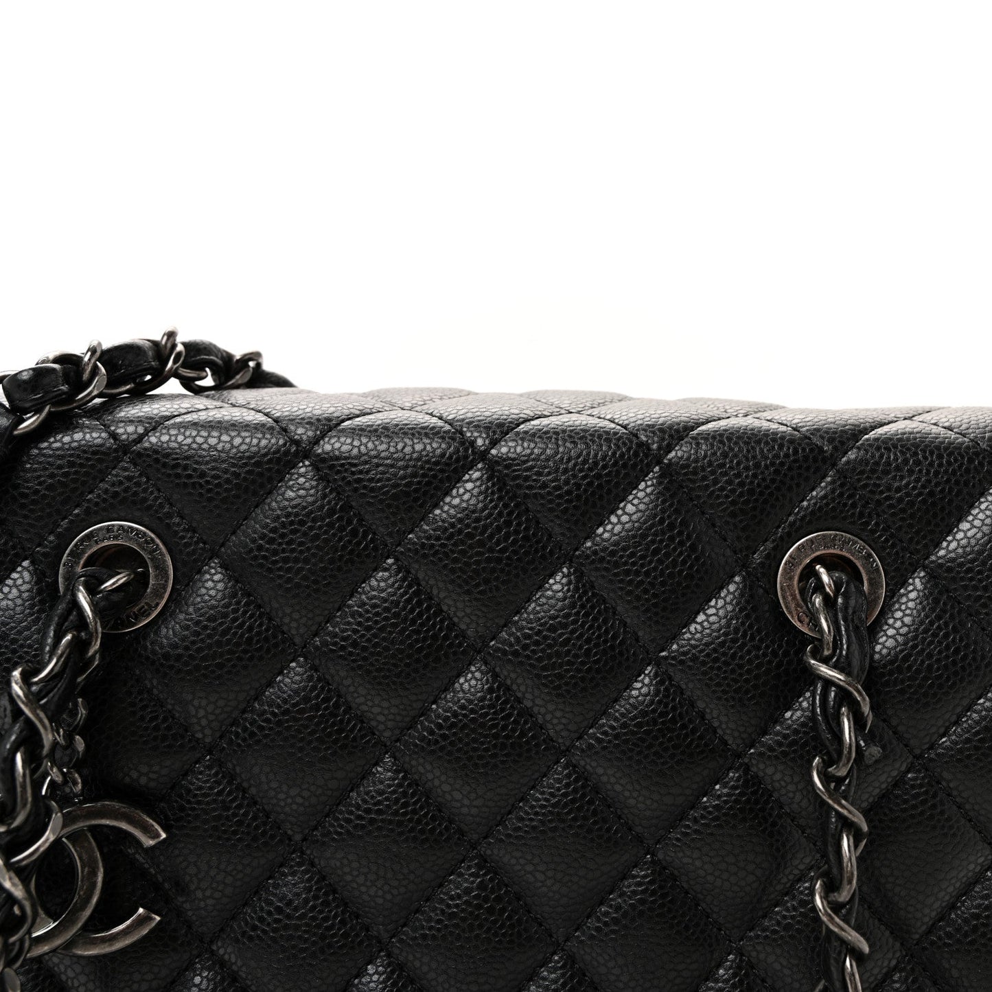 Caviar Quilted Small City Shopping Tote Black