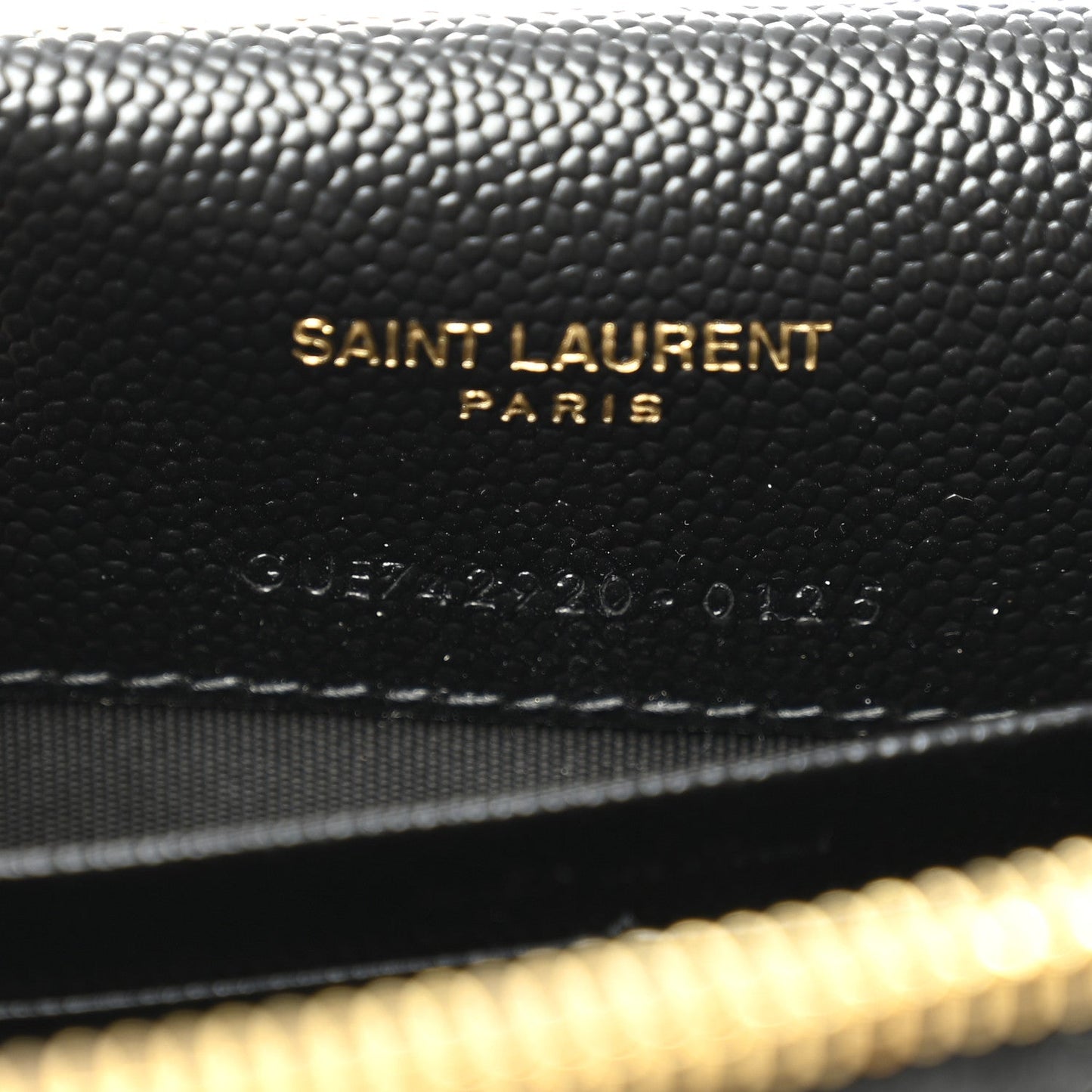 Grain De Poudre Matelasse Chevron Monogram Envelope Chain Wallet Black