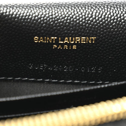 Grain De Poudre Matelasse Chevron Monogram Envelope Chain Wallet Black