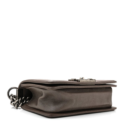 Caviar Quilted Small Boy Flap Dark Brown