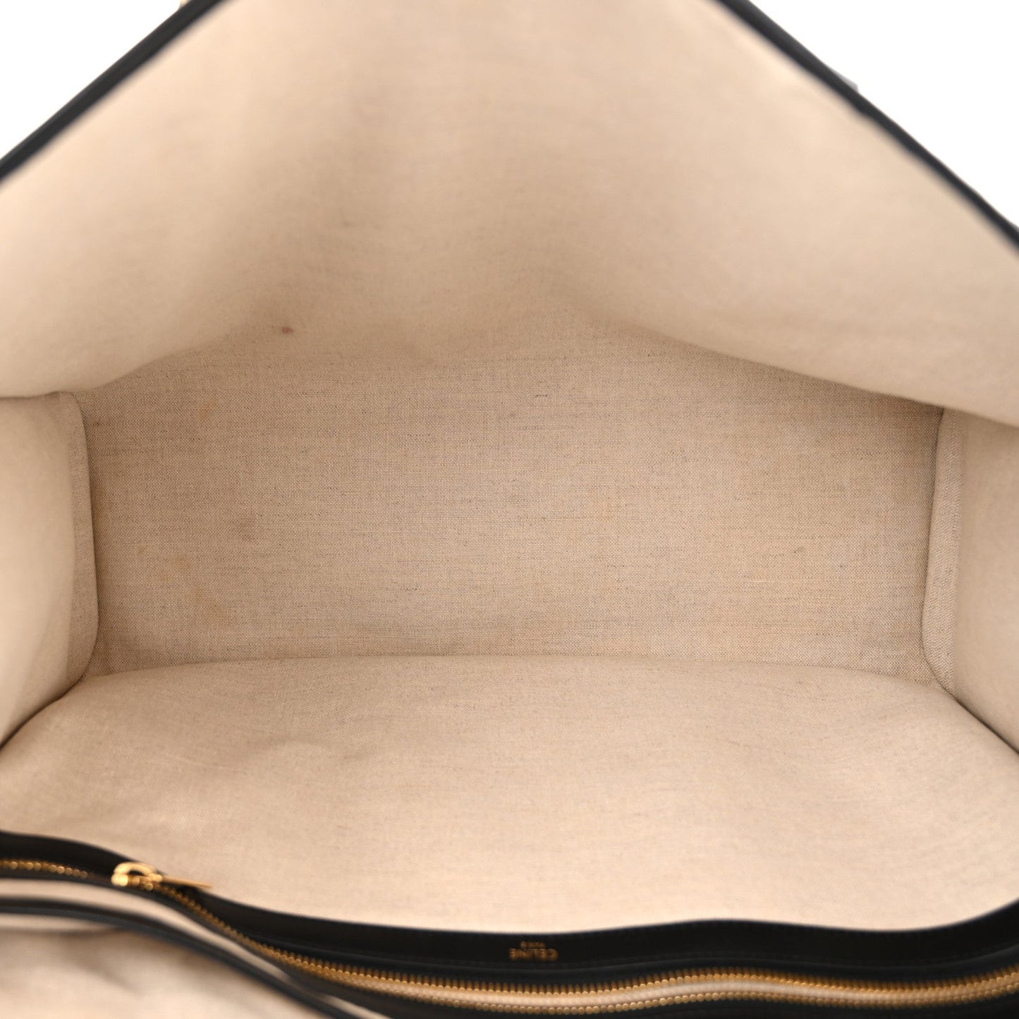 Canvas Calfskin Triomphe Embroidered Horizontal Cabas Black