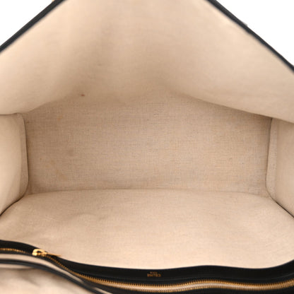 Canvas Calfskin Triomphe Embroidered Horizontal Cabas Black