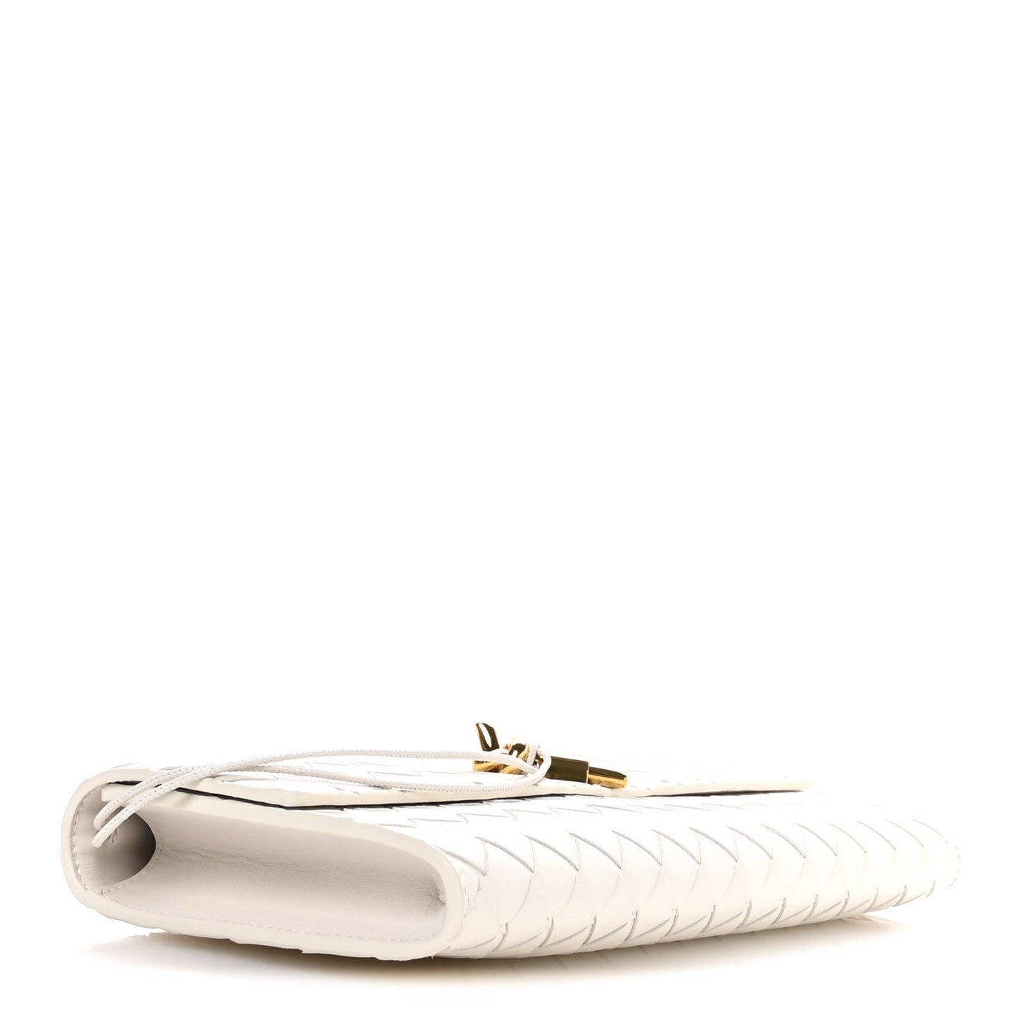 Nappa Intrecciato Long Andiamo Top Handle Clutch White