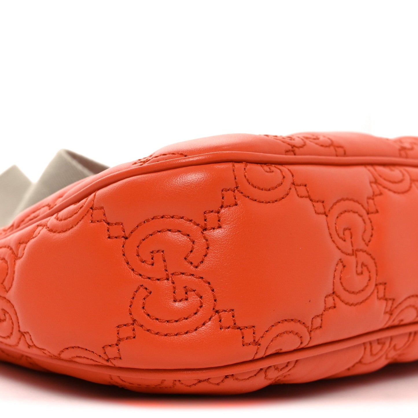 Calfskin GG Matelasse Chain Handbag Deep Orange Natural