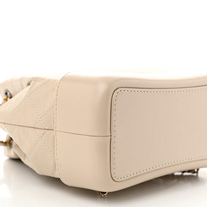 Aged Calfskin Quilted Small Gabrielle Backpack Beige