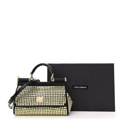 Stampa Iguana Embossed Crystal Small Miss Sicily Satchel Gold