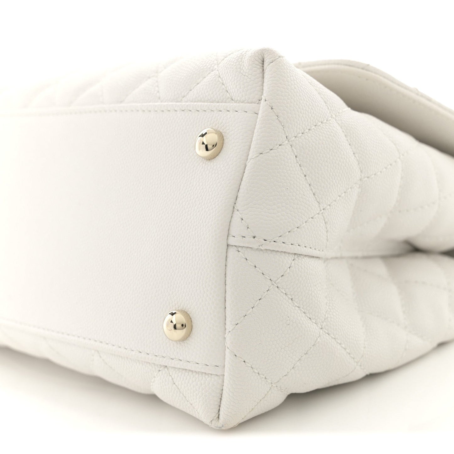 Caviar Quilted Small Coco Handle Flap White