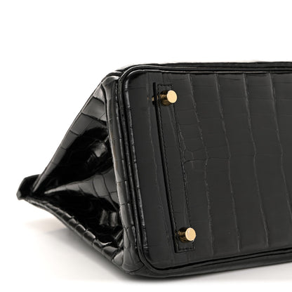 Shiny Niloticus Crocodile Birkin 30 Black