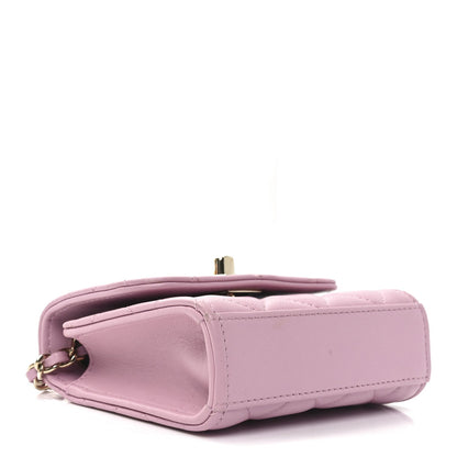 Lambskin Quilted Mini Trendy CC Clutch With Chain Pink
