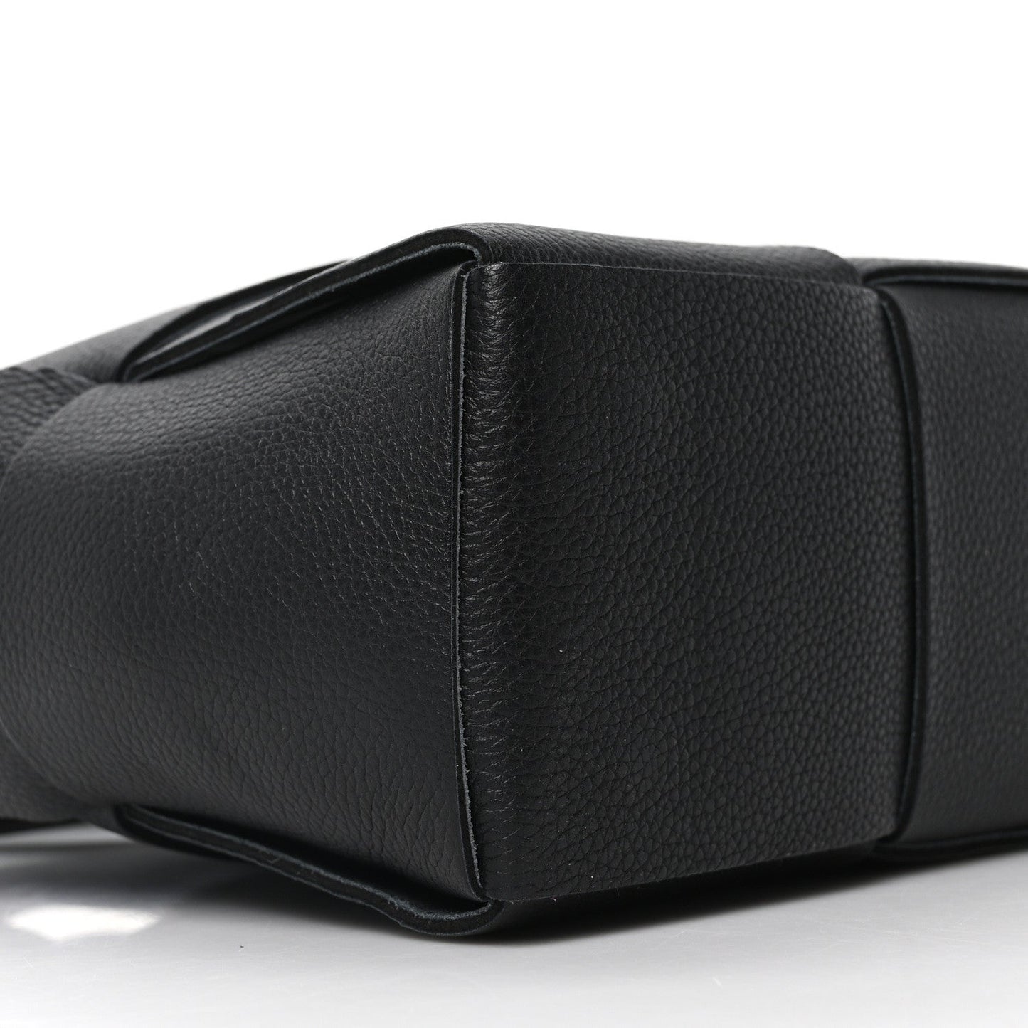 Grained Calfskin Intrecciato Mini Arco Tote Black
