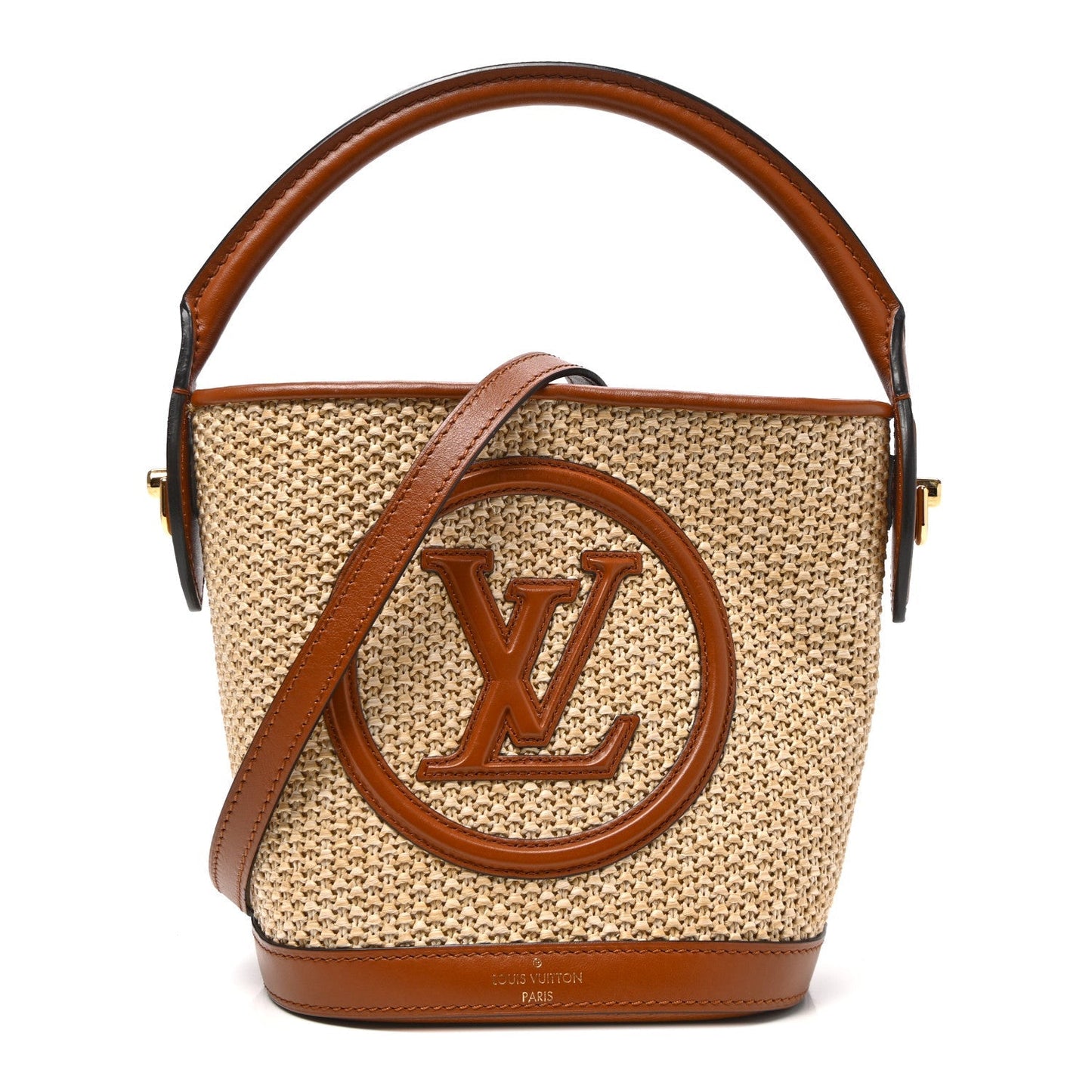 Kitted Raffia Petit Bucket Caramel