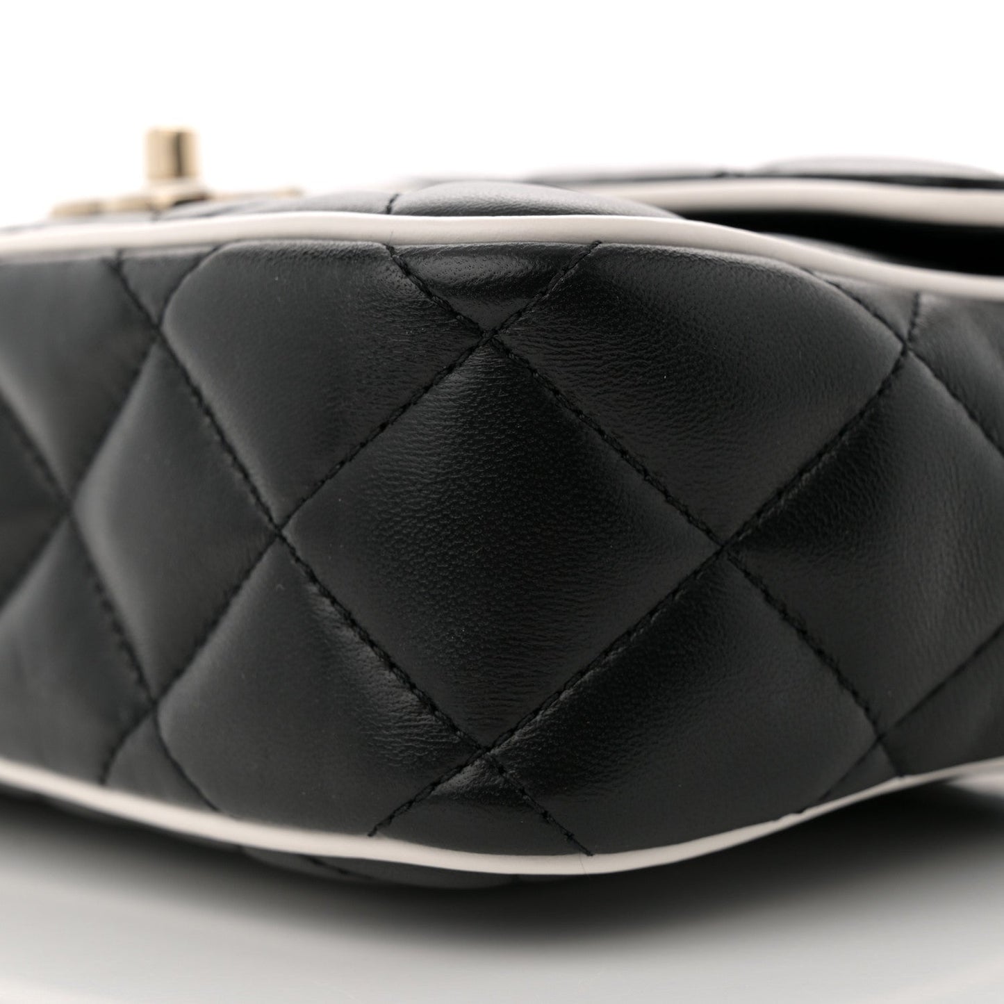 Lambskin Quilted Resin CC Flap Bag Black White