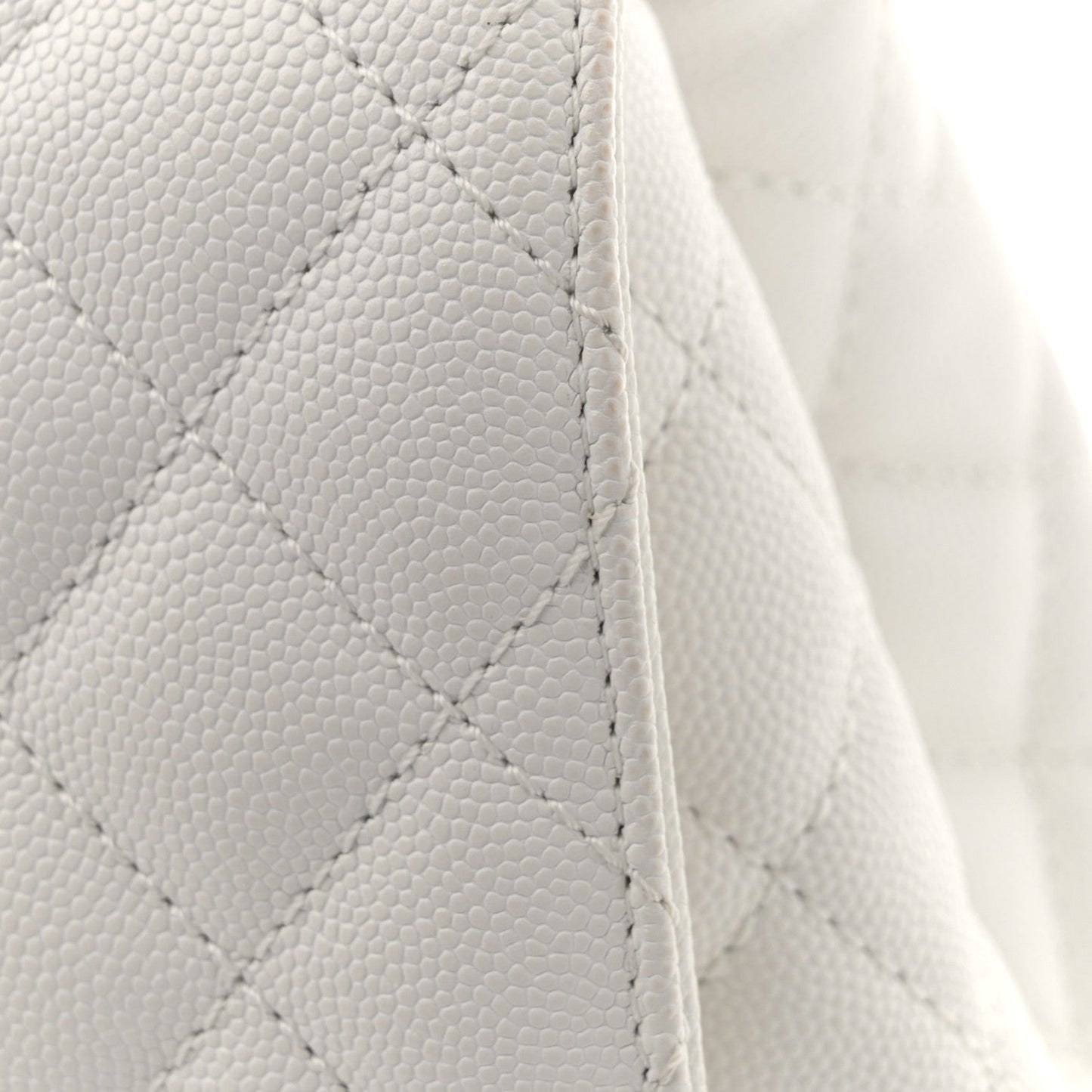 Caviar Quilted Small Coco Handle Flap White