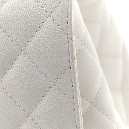 Caviar Quilted Small Coco Handle Flap White