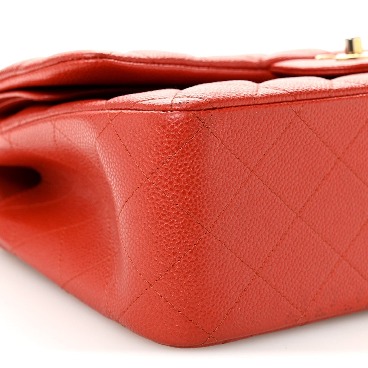 Pearly Caviar Quilted Jumbo Double Flap Orange
