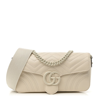 Calfskin Matelasse Monochrome GG Marmont Crossbody Shoulder Bag White
